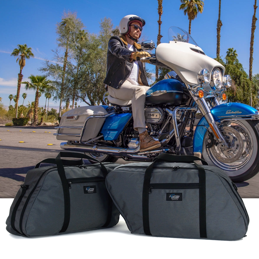 YHMTIVTU Motorcycle Saddlebag Liners Non Stretched Bag Inserts with White Thread Stitch Fit for Harley Touring 2014-2021 